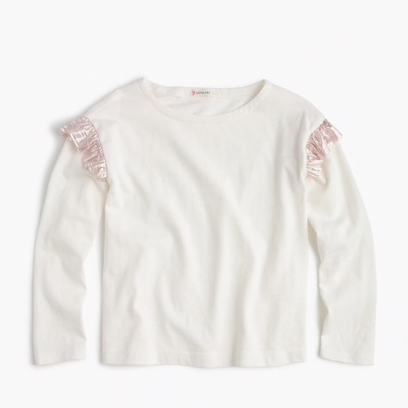 J. Crew Other - NWOT J Crew Girls’Ruffle Shoulder Tee 14